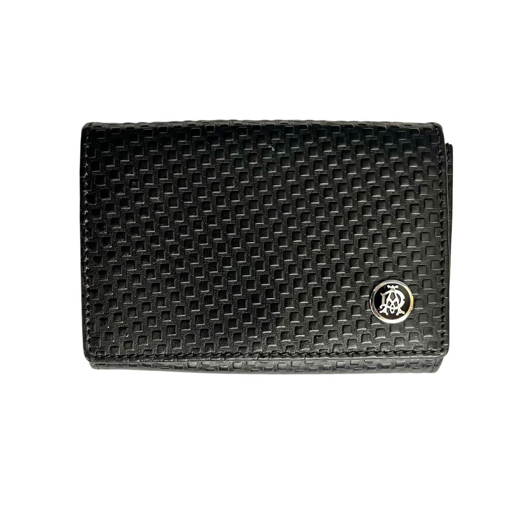 Dunhill Micro D-Eight Black Leather Snap Wallet Card Holder Coin Case